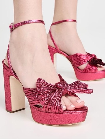 Loeffler Randall Metallic Fuchsia Natalia Bow Platform Sandals